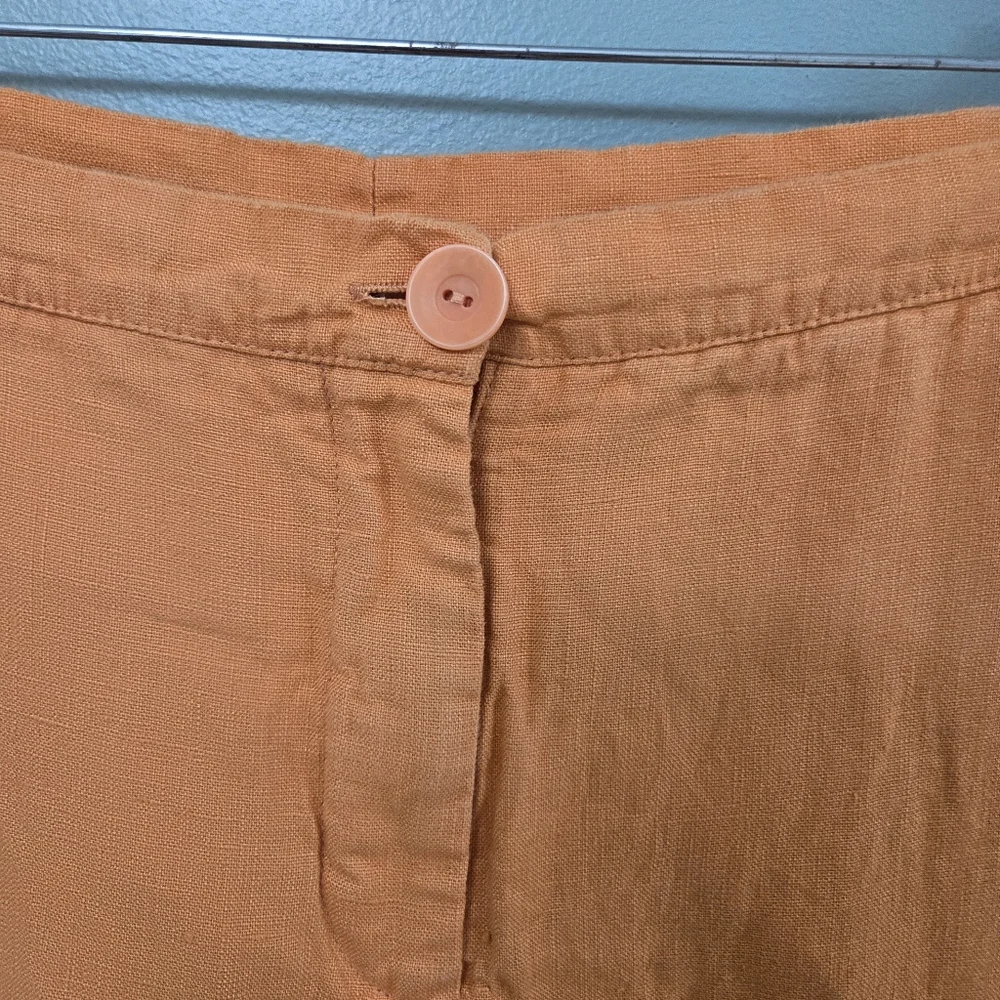 Flax 100% Linen Womens Pants Sunkist Orange Size‎ Large Flowy Coastal Beach